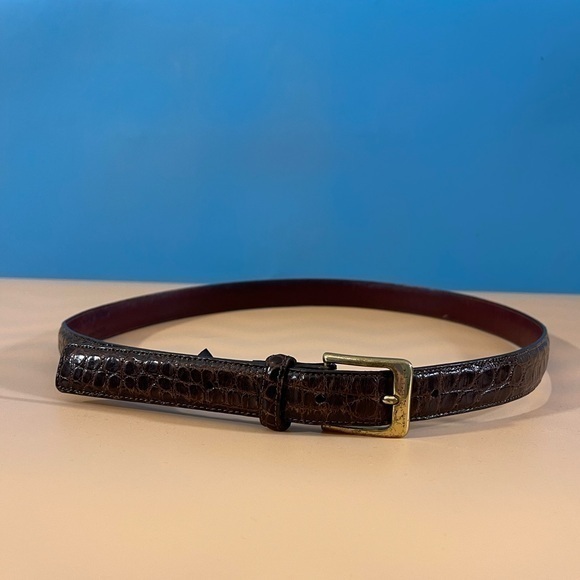 Brighton American Alligator Leather Brass Buckle Belt - Picture 1 of 7